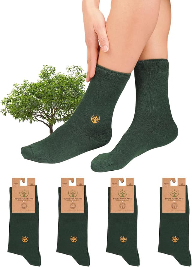 Detalle de Socks For Plants Bambussocken (4er-Pack) – Anti-Schweiß Sportsocken für Damen & Herren, Größe 35–46