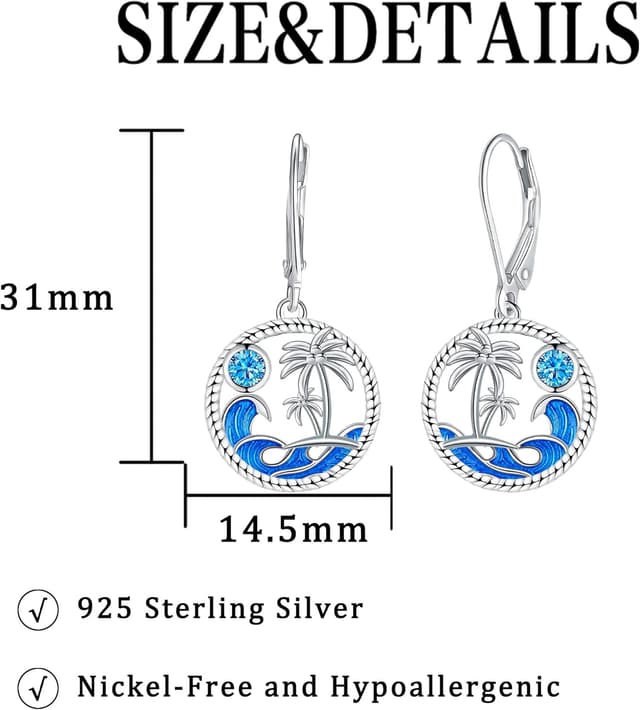 Detalle de Micory Femme – Boucles d’oreilles pendantes en Argent Sterling 925 avec oxyde de zirconium