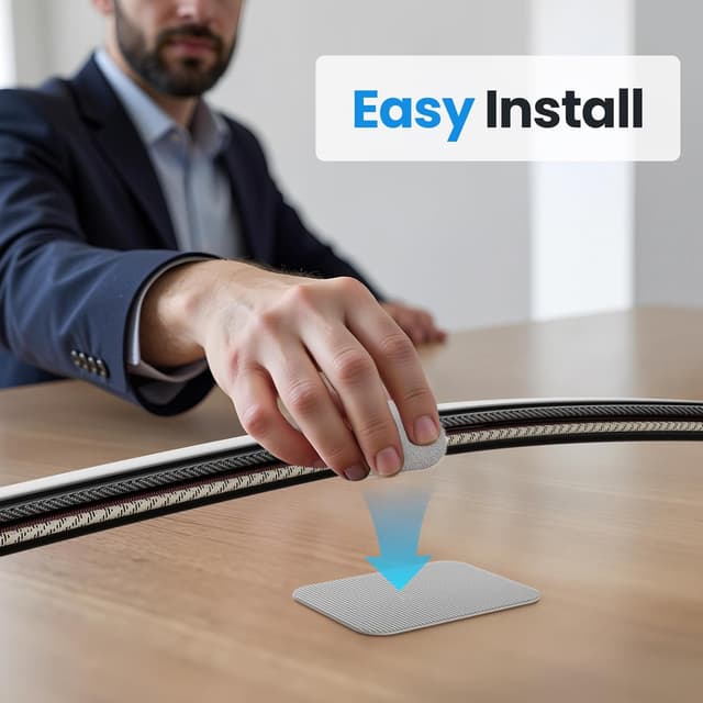 Detalle de Kabelmanagement unter dem Schreibtisch – 20 Paar selbstklebende Kabelhalter mit verstellbarem Kabelbinder, grau