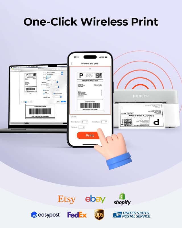 Detalle de MUNBYN Bluetooth 4x6 Thermal Label Printer