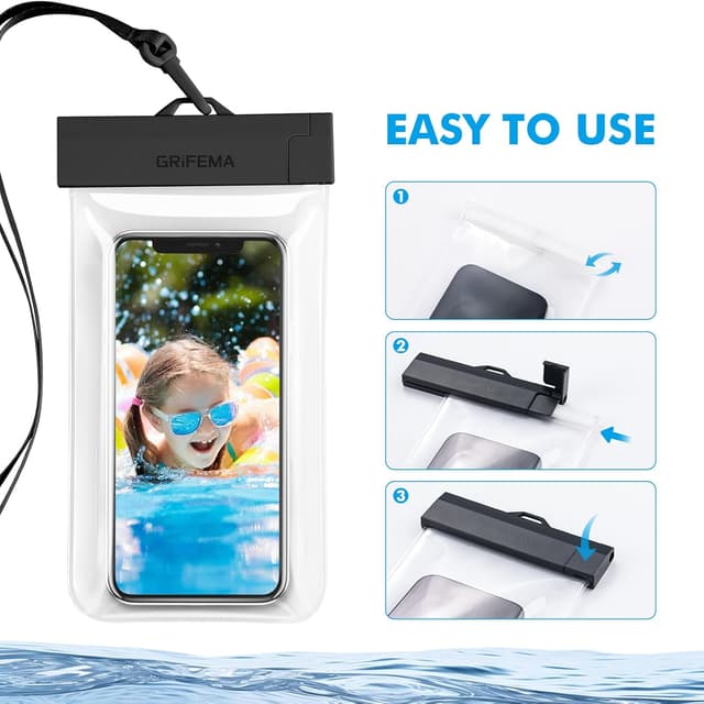 Detalle de GRIFEMA GH01, 2 custodie impermeabili IPX8 per smartphone fino a 8,2" (Nero)