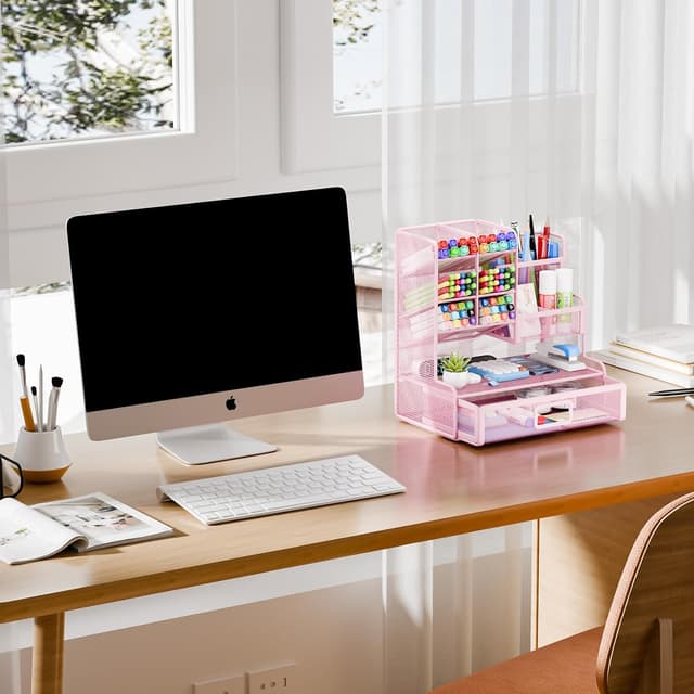 Detalle 1 de Restorgan Netz Schreibtisch Organizer Rosa