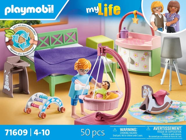 Thumbnail 3 de PLAYMOBIL MyLife 71609 Schlafzimmer mit Babyspielecke – 50-teiliges Figuren-Set für Kinder ab 4 Jahren