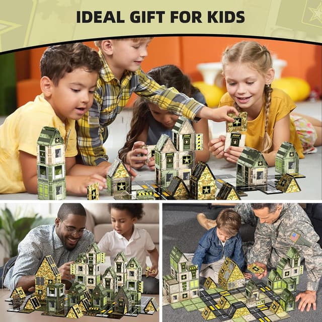 Detalle 2 de GobiDex 100PCS Army Magnetic Tiles 🧩