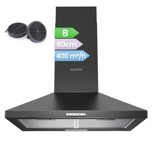 Detalle de Comfee' PYRA17B-60 campana extractora negra de 60 cm con LED y 400 m³/h