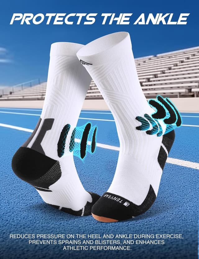 Detalle de Lounwee Compression Running Socks for Men (Coolmax crew, anti-blister cushion)