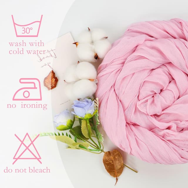 Detalle 2 de pepmily 8-Pack Pink Cheesecloth Table Runner, 120-Inch Boho Gauze for Spring & Party Décor