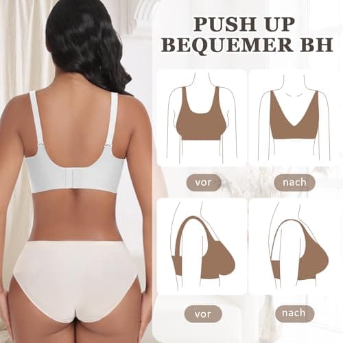 Detalle de Jiuday BH ohne Bügel Push Up Bustier mit V-Ausschnitt – nahtloser, gepolsterter Bralette für sicheren Halt