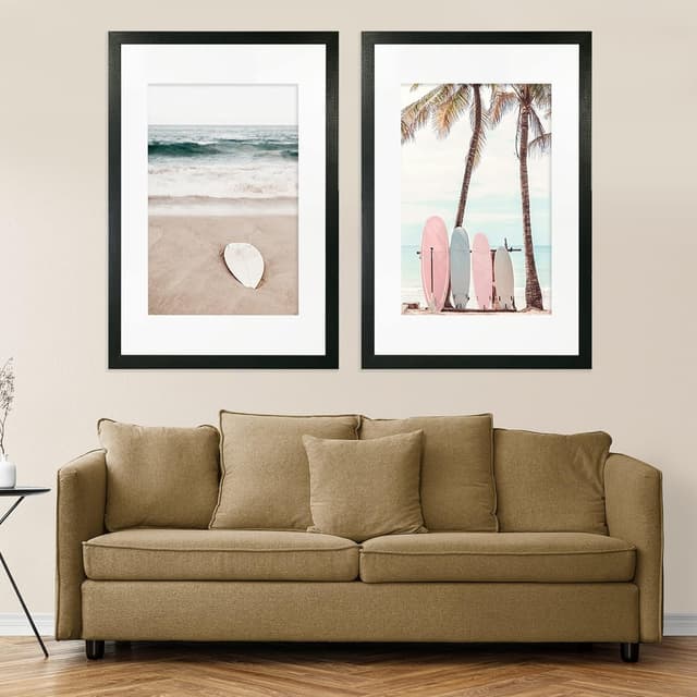 Thumbnail 6 de Hongkee 24x30 Frame Set of 2 in Rustic Black Wood Style (HD Plexiglass) for 24x30 Posters or 18x24 Photos with Mat