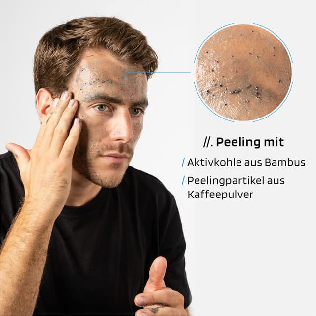 Thumbnail 6 de SKINBRO Männer Gesichtspflege-Set (3 Schritte) – Reinigung, Peeling & Koffein-Gesichtscreme, vegan, Made in Germany