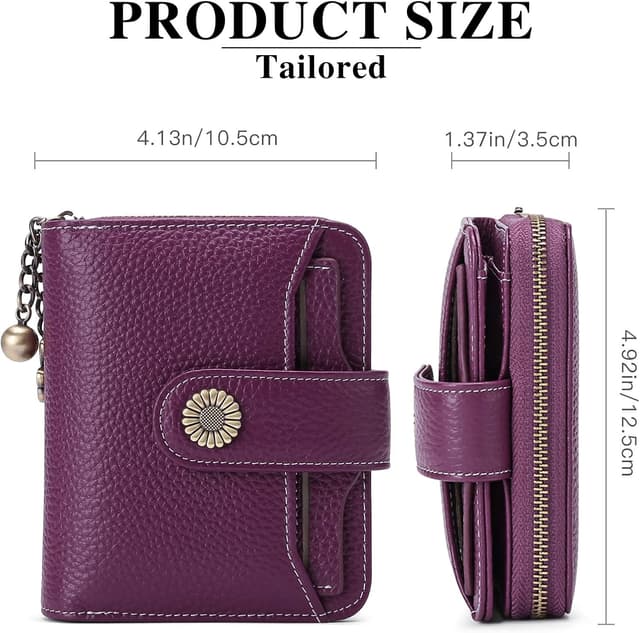 Detalle de SENDEFN Damen Geldbörse klein aus Leder mit RFID-Blocker, Münzfach mit Reißverschluss und Kartenhalter