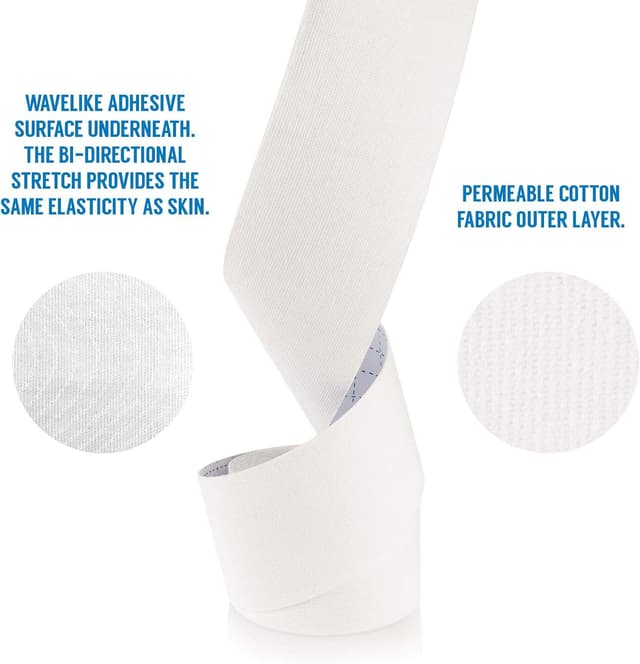 Detalle de Proworks Kinesiology Tape 5m roll for muscle support, exercise & injury recovery (white)