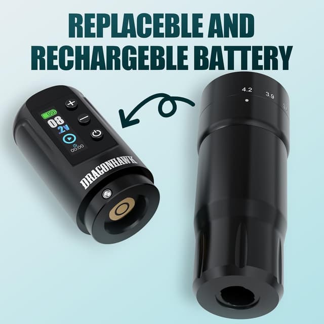 Thumbnail 6 de Dragonhawk Atom2 Pro Tattoo Machine Pen kabellos – Rotary Akku Tattoo Gun für Einsteiger mit 7 Schlag-Optionen