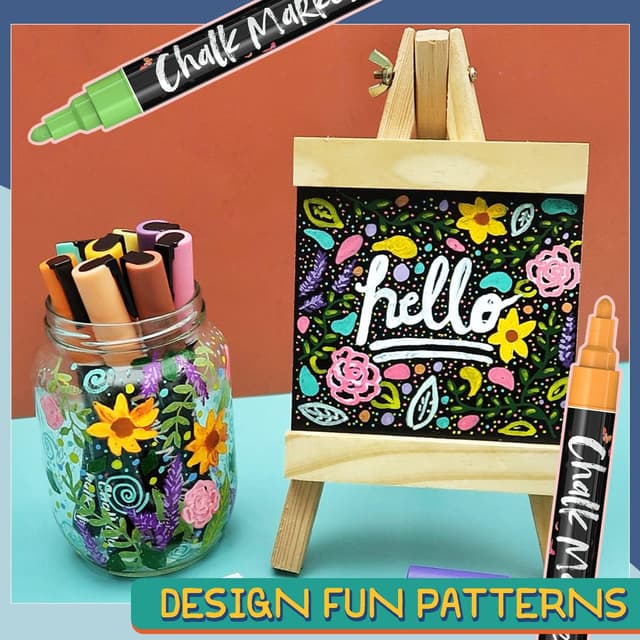 Detalle 2 de Liquid Chalk Pens (30 Pack, 6mm) Pastel + Neon Chalkola-style erasable markers for non-porous surfaces