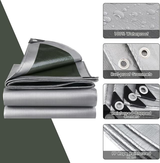 Detalle de SHANNA 3x6m Waterproof Heavy Duty Tarpaulin (180 GSM PE) with Reinforced Grommets