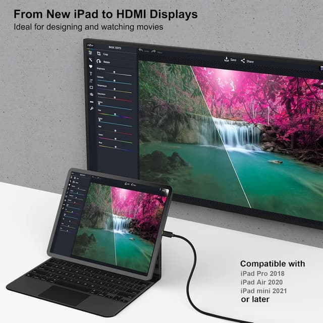 Detalle 2 de BENFEI USB-C auf HDMI Kabel 4K (0,9 m) für iPhone 15 Pro/Max, MacBook & iPad Pro – kompatibel mit Thunderbolt 3/4