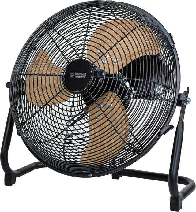Detalle de Russell Hobbs RHGF1221WDB 12 Inch High Velocity Floor Fan (Wood & Black) with 3 Speeds and Tilt