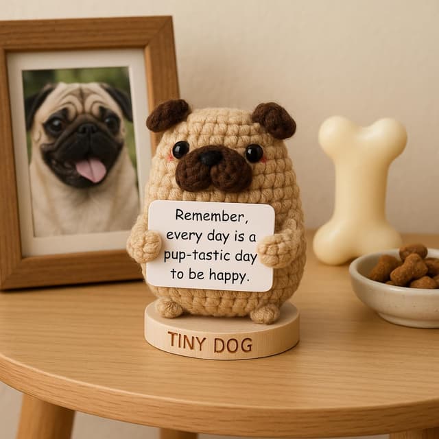 Detalle de Dog lover Gifts for Women: Handmade Pawsitive Pup Crochet Dog with 30 Uplifting Signs