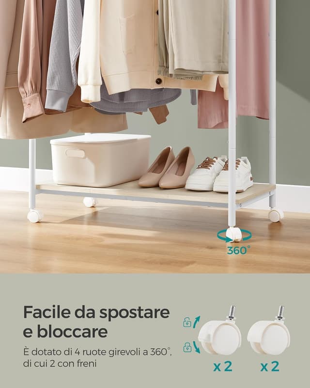 Detalle 2 de SONGMICS HSR152W01 doppio appendiabiti 98,5 cm