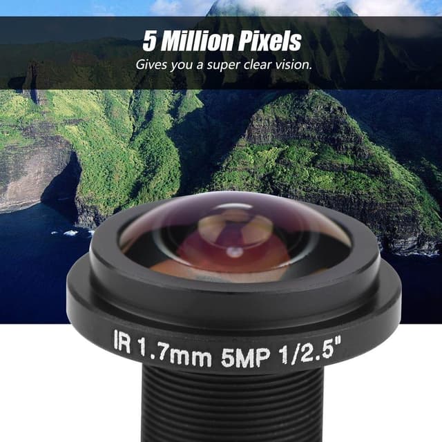 Detalle 2 de 5MP Fisheye CCTV Camera Lens (M12x0.5) 1.7mm 185° wide angle for 1/3" & 1/4" fisheye cameras