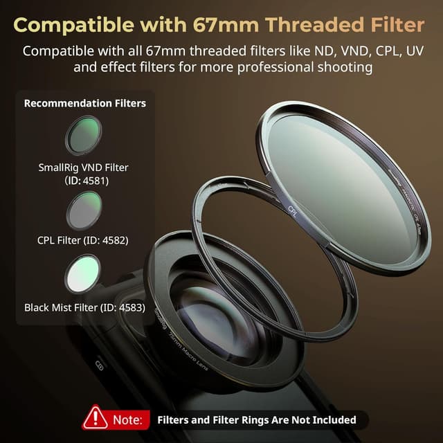 Detalle de SMALLRIG Objectif Macro Master HD 75 mm (monture en T) pour smartphone — 4588