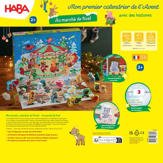 Detalle 1 de Calendrier de l’Avent HABA « Au marché de Noël » – 24 figurines en bois dès 2 ans