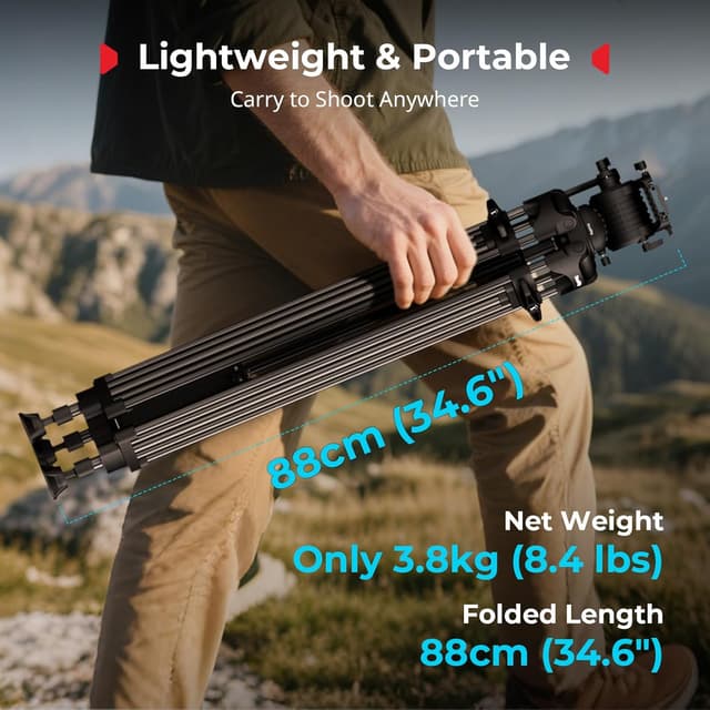 Detalle 2 de SMALLRIG FreeSpeed 5442 Videostativ 75" mit Fluidkopf 🎥