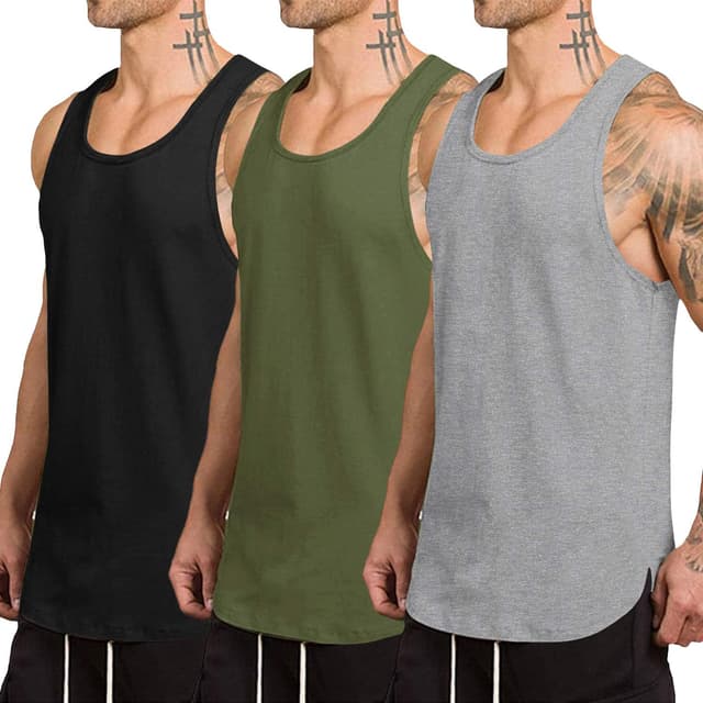 Detalle de COOFANDY Men’s 3-Pack Quick-Dry Workout Tank Tops (Gym Muscle Tee)