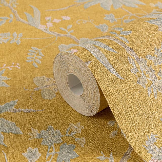 Detalle 2 de Livingwalls Papel Pintado Floral Amarillo y Verde