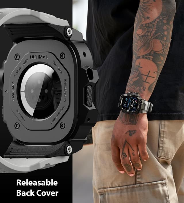 Thumbnail 2 de ULTIMAL Rugged Case with Band for Apple Watch Ultra 3 / Ultra 2 / Ultra (49mm) – Grey shockproof bumper cover
