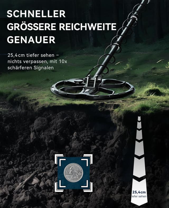 Thumbnail 3 de SUNPOW Wiederaufladbarer Metalldetektor 11 Dual-D Spule