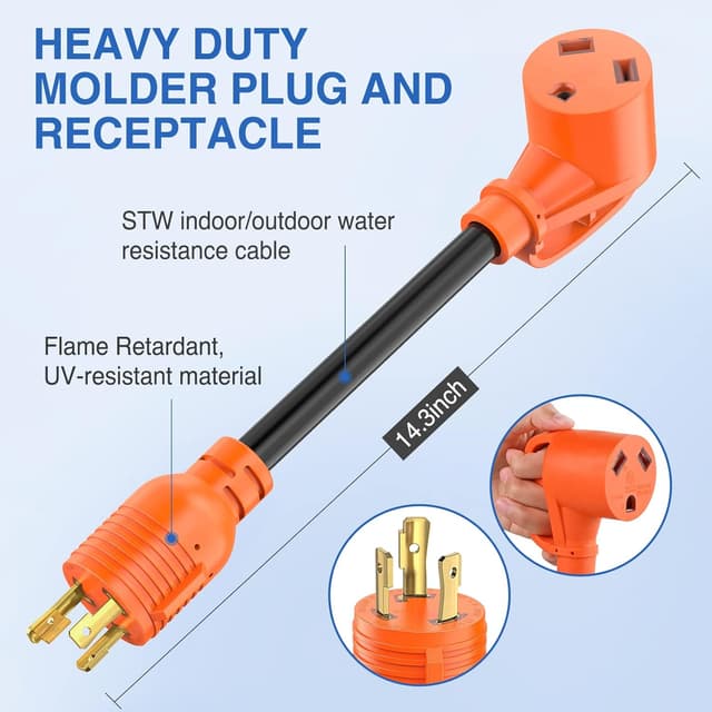 Detalle 2 de Nilight RV Generator Adapter Cord (30 Amp L5-30P to TT-30R, 10 AWG, 14.3 in)