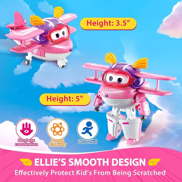 Detalle de Super Wings Ellie trasformabile, robot aereo 12 cm