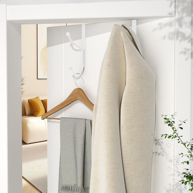 Detalle de niffgaff Over Door Hook 2-Pack (Heavy Duty, No-Drilling), for Interior Doors up to 1.4 Inches Thick – White