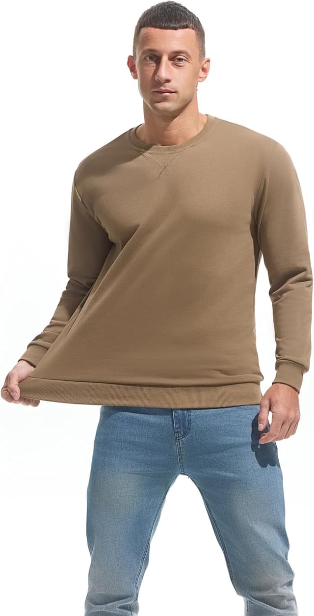 Detalle 2 de VEIISAR Herren-Sweatshirt mit Rundhalsausschnitt (Basic) – Langarm-Pullover Freizeit