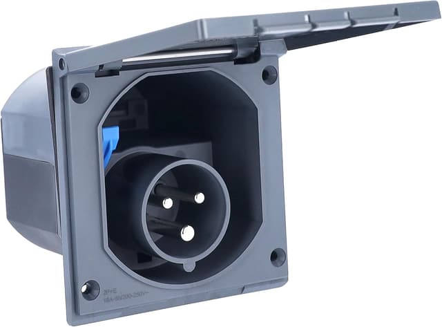 Detalle de as - Schwabe Camping CEE-Caravan-Einspeisungsstecker 230V/16A, 3-polig, IP44, mit Klappdeckel (61492) – Anthrazit