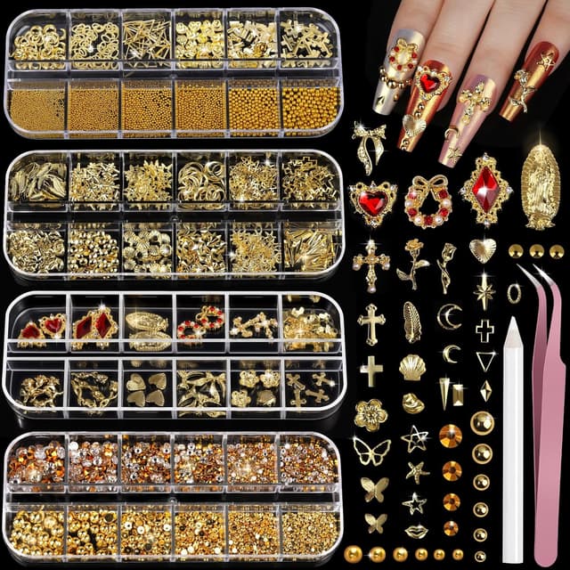 Detalle de Teenitor Gold Nail Charms 4 Boxes ๐