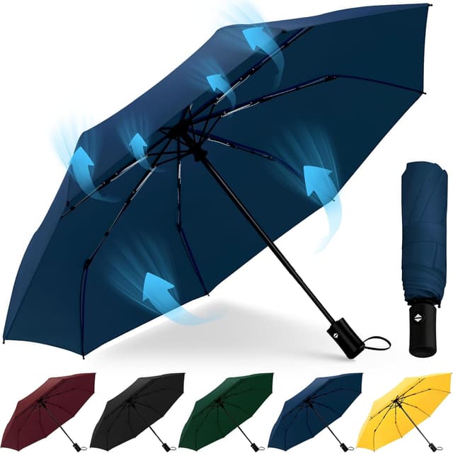 Detalle de HEXSOLID Parapluie pliant automatique coupe-vent résistant au vent (92/105/117 cm) grand format