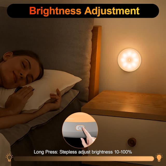 Detalle 2 de daphomeu dimmbares Nachtlicht mit Bewegungsmelder, USB-wiederaufladbar (6er Set)