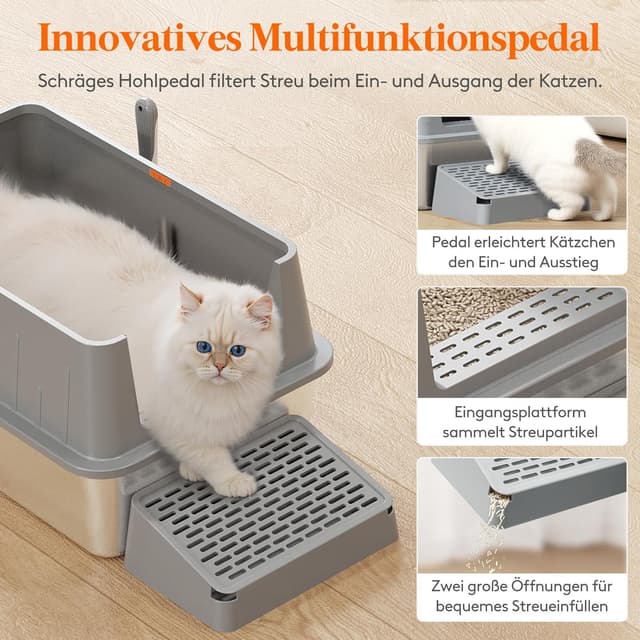 Detalle 2 de Lifewit 28L Katzenklo aus Edelstahl, offen