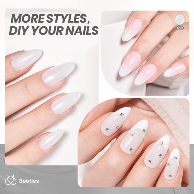 Detalle 2 de beetles Neutral Gel Nagellack A732 – Milky White Jelly Gel Polish (15 ml), UV/LED, soak-off