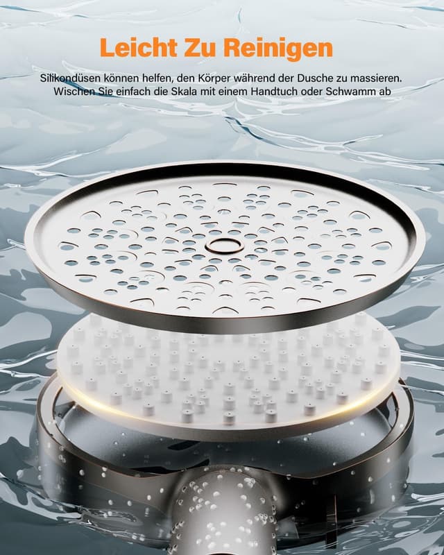Detalle 2 de Cobbe Duschkopf mit Filter (20-stufig) und Hochdruck-Handbrause mit Schlauch, 6 Strahlarten, für hartes Wasser