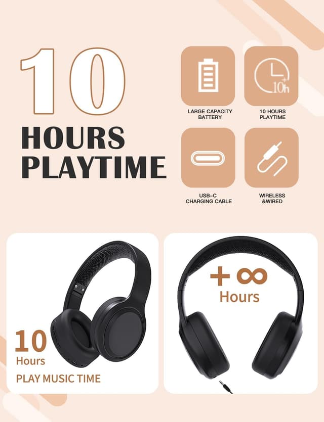 Detalle de YOYOTUNE Kids Bluetooth Headphones 5.1