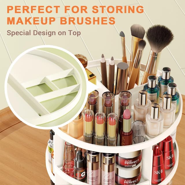 Detalle de Auxmir Make Up Organizer mit 9 einstellbaren Stufen, 360° drehbar – weiß