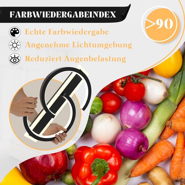 Detalle de LUOLONG LED Deckenleuchte 30 cm schwarz, 25 W, 3000 K – runde 2-Ring-Lampe für Wohnzimmer & Schlafzimmer