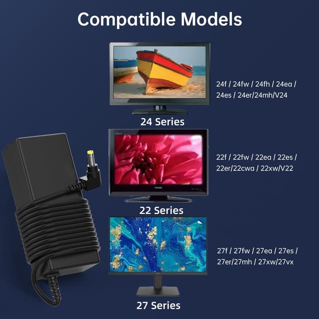 Detalle 2 de Etssembo 65W 19V 3.42A Power Adapter for HP Pavilion monitors (Yellow 5.5x2.5mm right-angle, UK plug)