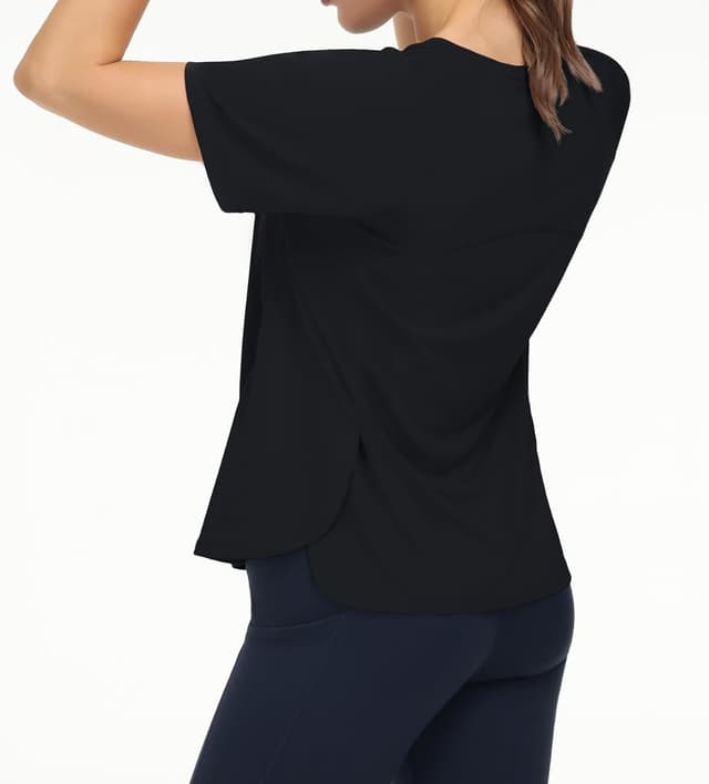 Detalle 2 de THE GYM PEOPLE Camiseta workout donna a manica corta traspirante con spacchi laterali