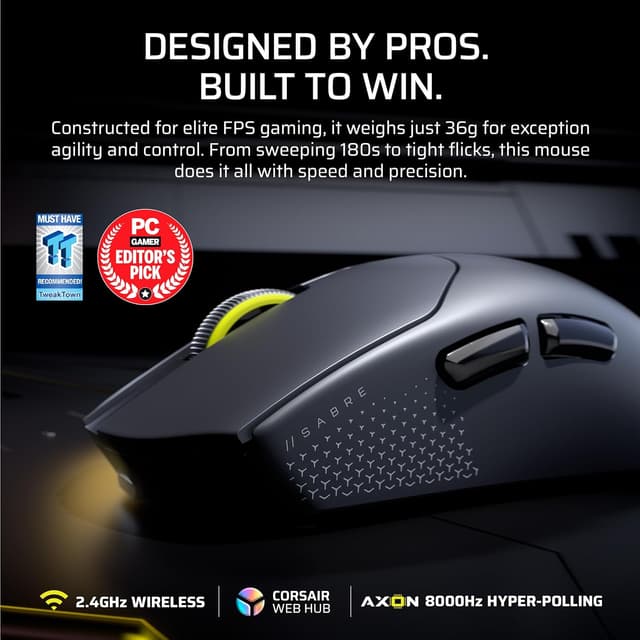 Thumbnail 1 de Corsair SABRE v2 PRO Ultralight Wireless FPS Mouse