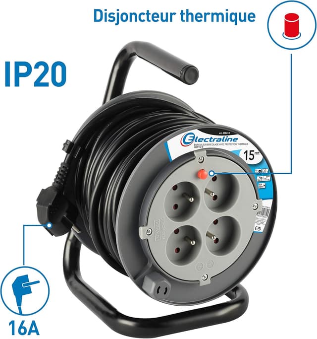 Thumbnail 2 de Electraline 208612 Rallonge 15 m enrouleur