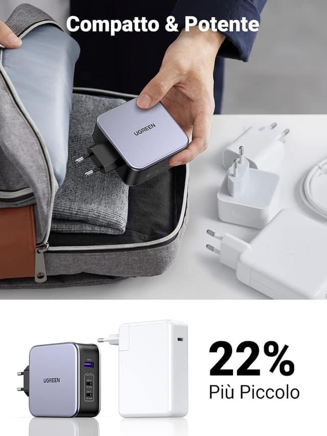 Detalle de UGREEN Nexode Caricatore USB-C 140W con PD 3.1 e GaN Tech